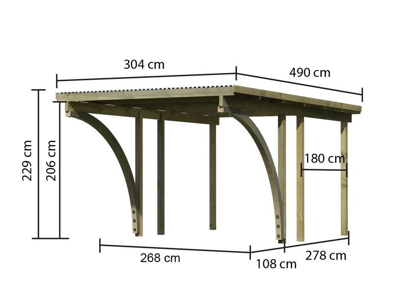 Dřevěný přístřešek (carport) Karibu ECO 1C