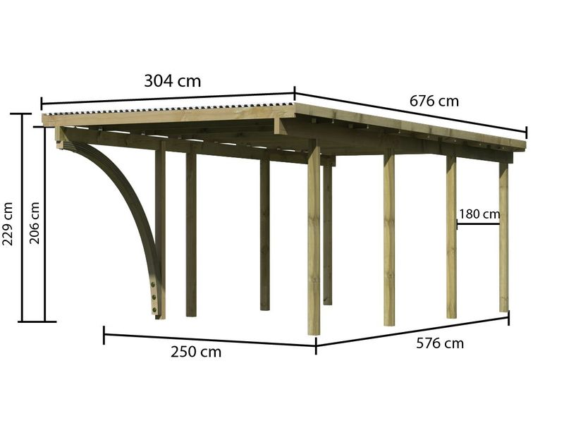 Dřevěný přístřešek na auto Karibu ECO 2B