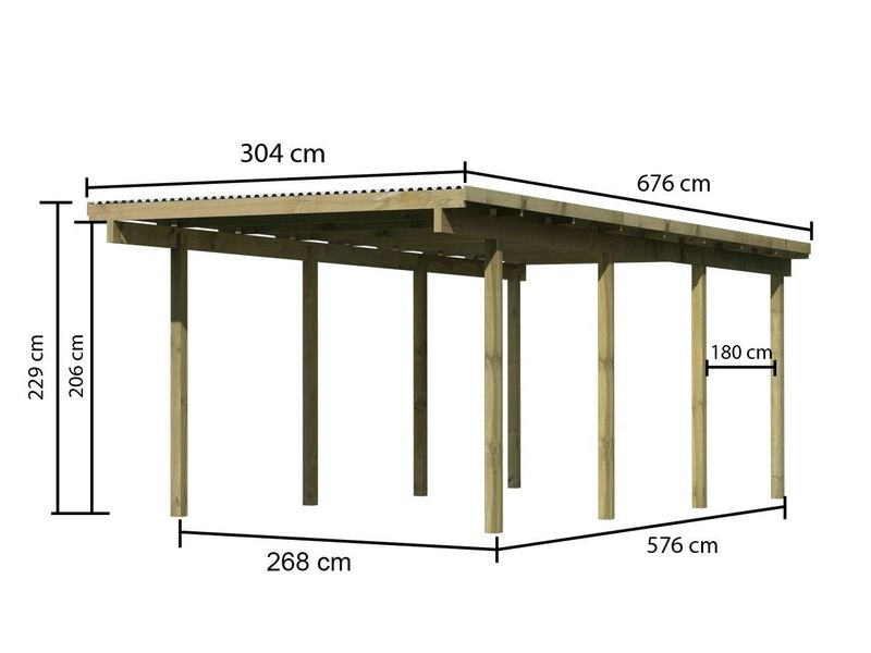 Dřevěný přístřešek (carport) Karibu Eco pro 1 auto