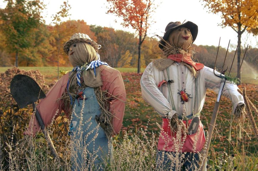 Strašák v poli na odehnání divoké zvěře