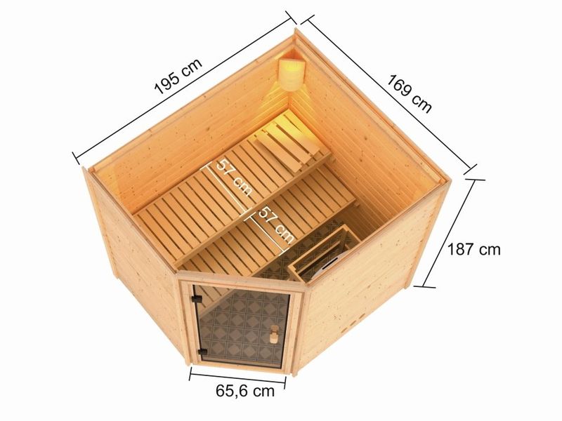 Konstrukce domácí sauny Karibu Elea