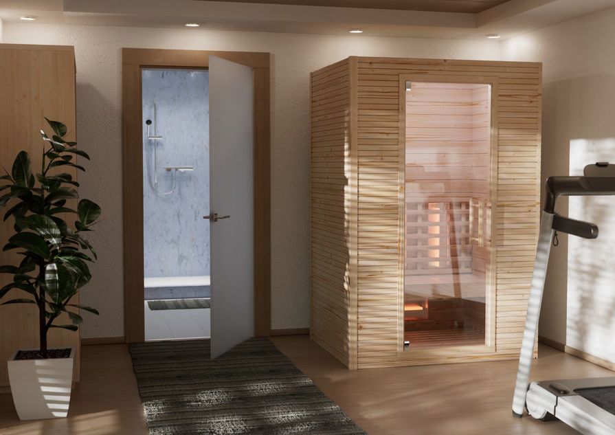 Domácí infrasauna v místností na cvičení