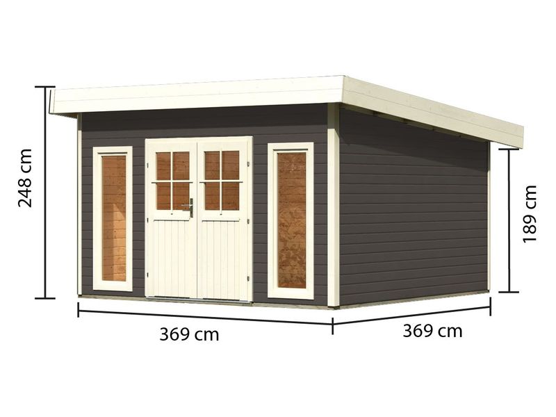 Dřevěný zahradní domek Karibu Tecklenburg 2 tmavě šedá 