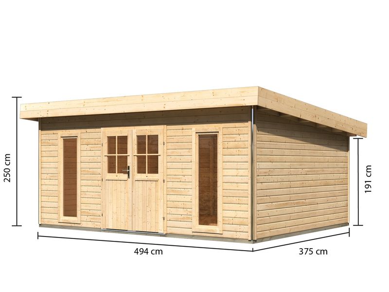 Dřevěný zahradní domek Karibu Tecklenburg 3 s rozměry stěn