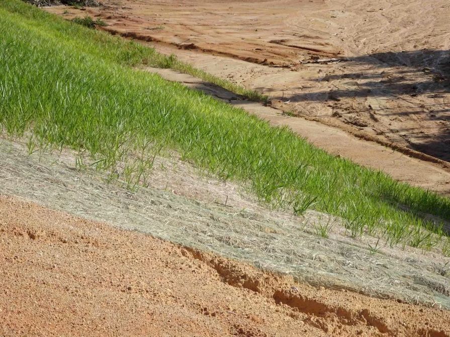 Zatravněná svah s přírodní rohoží